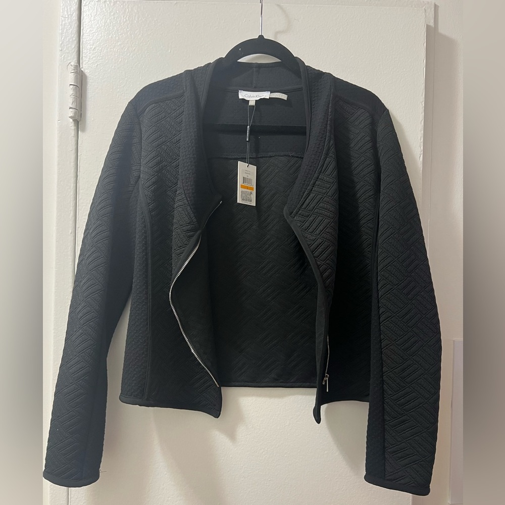 !!! Calvin Klein Black Quilted Zip Up Jacket, SZ SM